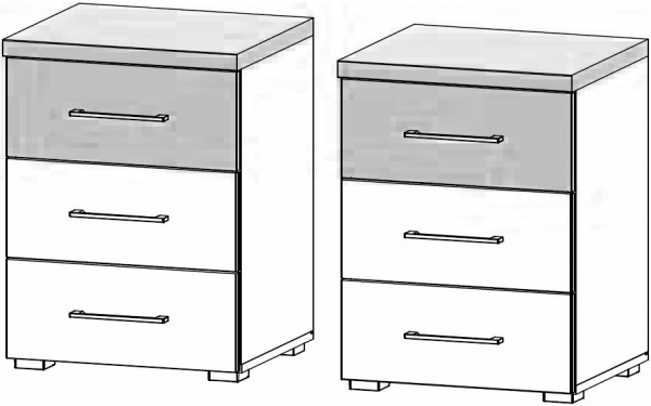 67F2 : 3 Drawer Bedside Cabinet (Pair) - Decor Front