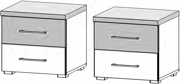 67H3 : 2 Drawer Bedside Cabinet (Pair) - High Polish Front