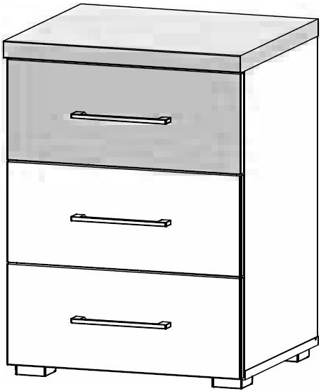 67H4 : 3 Drawer Bedside Cabinet - High Polish Front