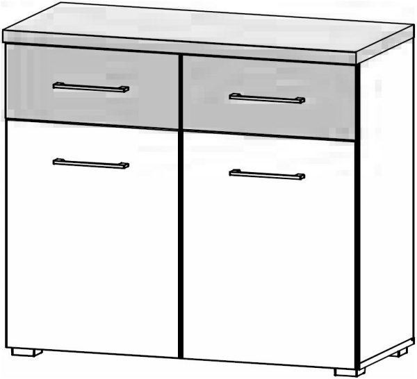 67H7 : 2 Door 2 Drawer Cupboard - High Polish Front