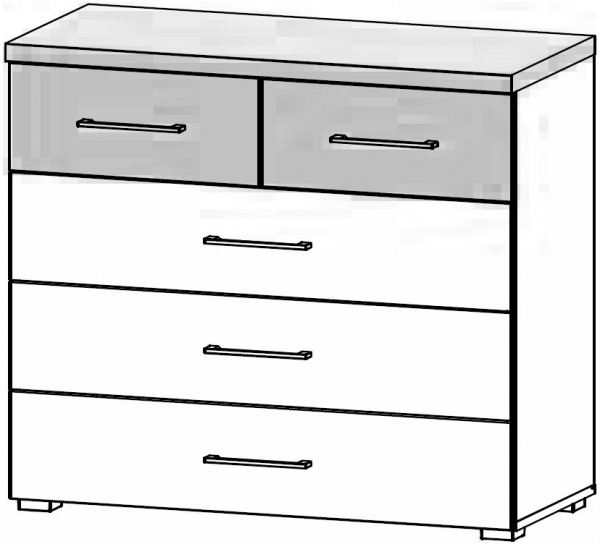 67H8 : 5 Drawer Chest - High Polish Front