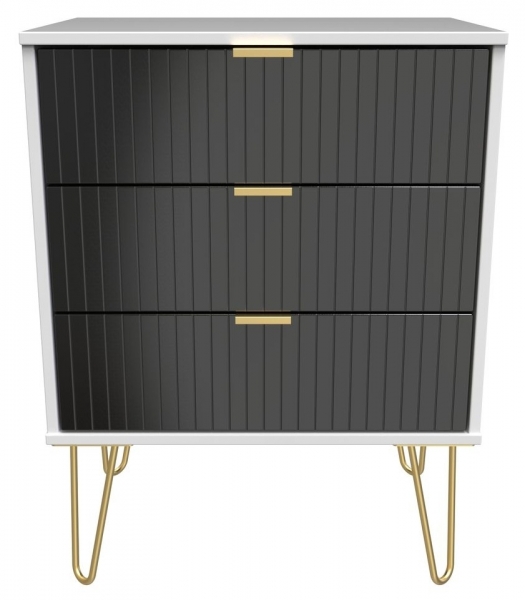 Deep Black Front and White Matt Base Unit with Gold Hair Pin Style Metal Legs