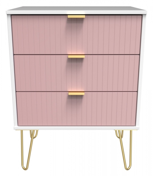 Kobe Pink Front and White Matt Base Unit with Gold Hair Pin Style Metal Legs