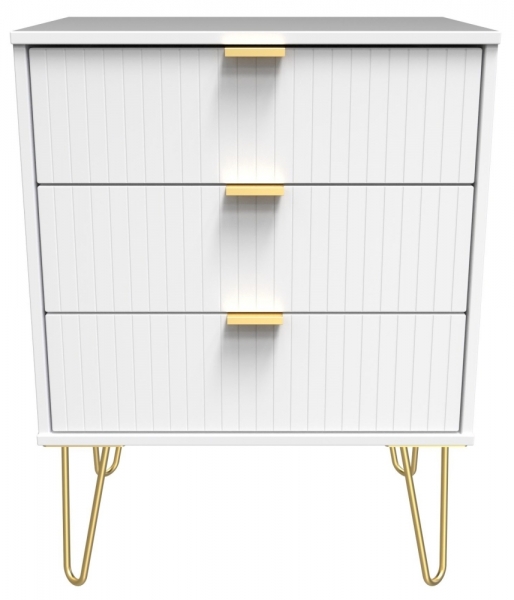 White Matt with Gold Hair Pin Style Metal Legs