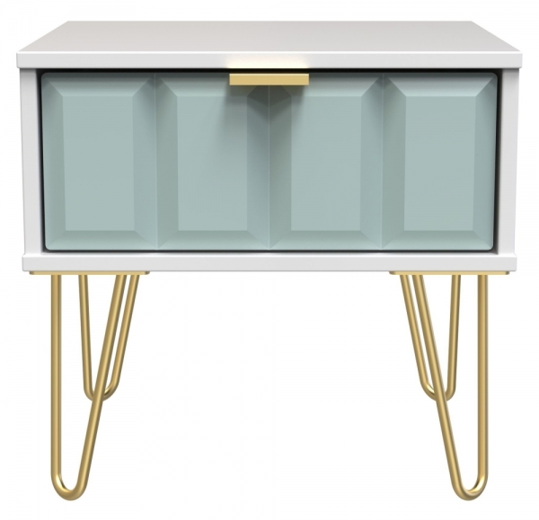 Duck Front and White Matt Base Unit with Gold Hair Pin Style Metal Legs