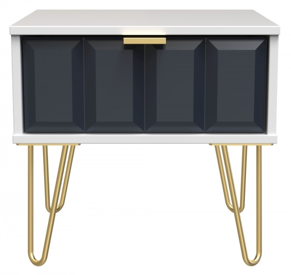 Indigo Front and White Matt Base Unit with Gold Hair Pin Style Metal Legs