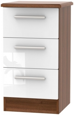 White High Gloss Front and Noche Walnut Base Unit