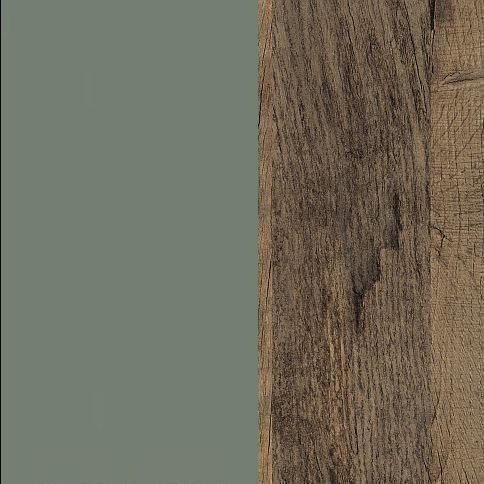 Reed Green Front with Vintage Oak Base