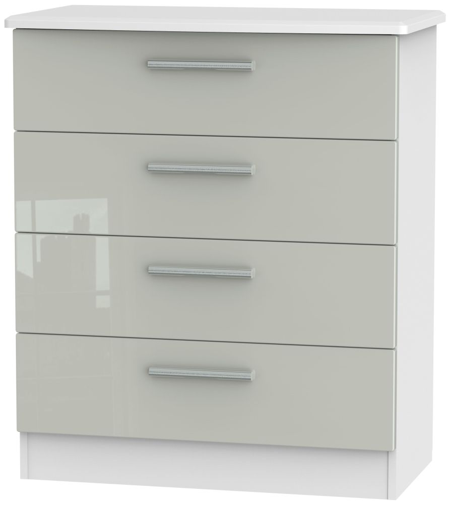 Knightsbridge 4 Drawer Chest - High Gloss Kaschmir and White