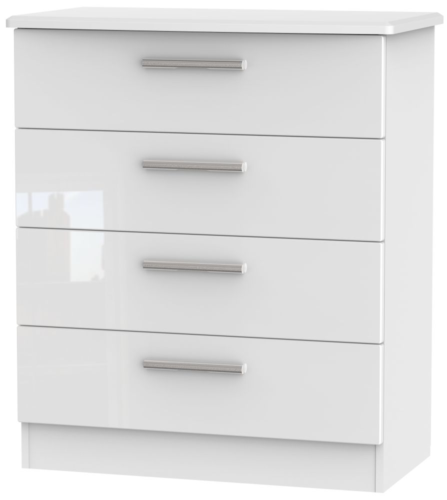 Knightsbridge 4 Drawer Chest - White High Gloss