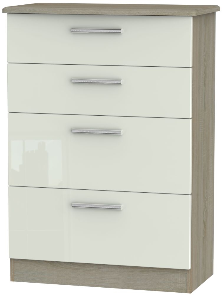 Knightsbridge 4 Drawer Deep Chest - High Gloss Kaschmir and Darkolino