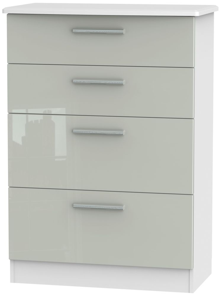 Knightsbridge 4 Drawer Deep Chest - High Gloss Kaschmir and White