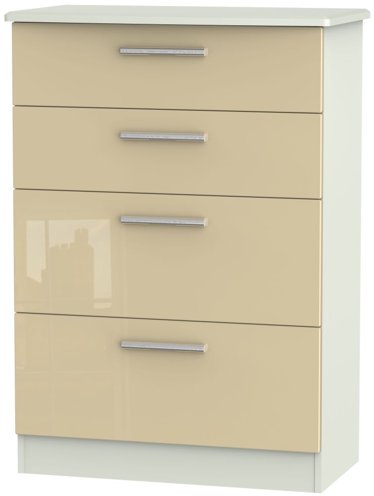 Knightsbridge 4 Drawer Deep Chest - High Gloss Mushroom and Kaschmir Matt