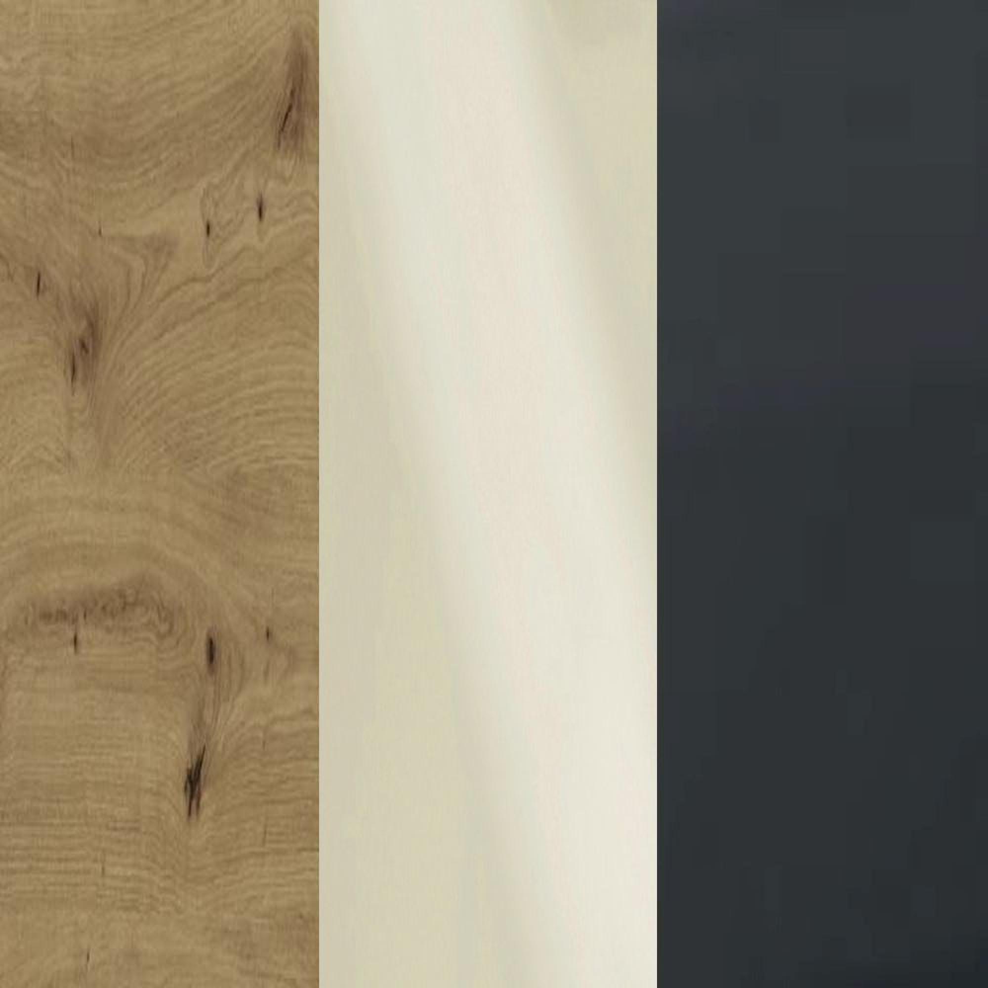 Bianco Oak Carcase and Magnolia Glass Front with Slate Handle 332