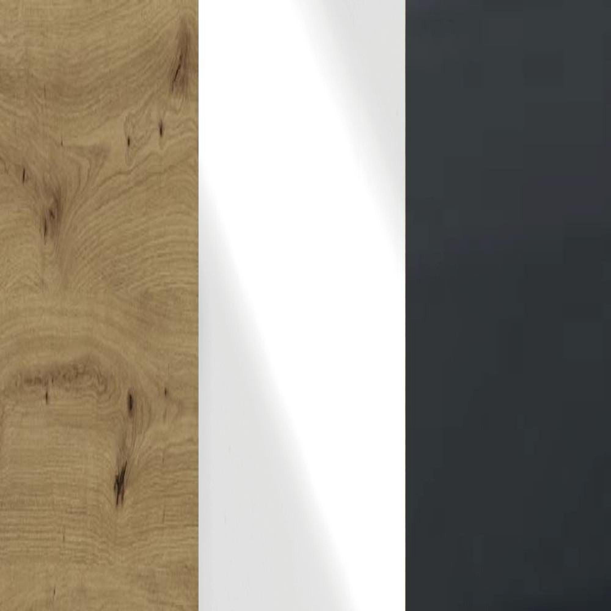 Bianco Oak Carcase and White Glass Front with Slate Handle 332