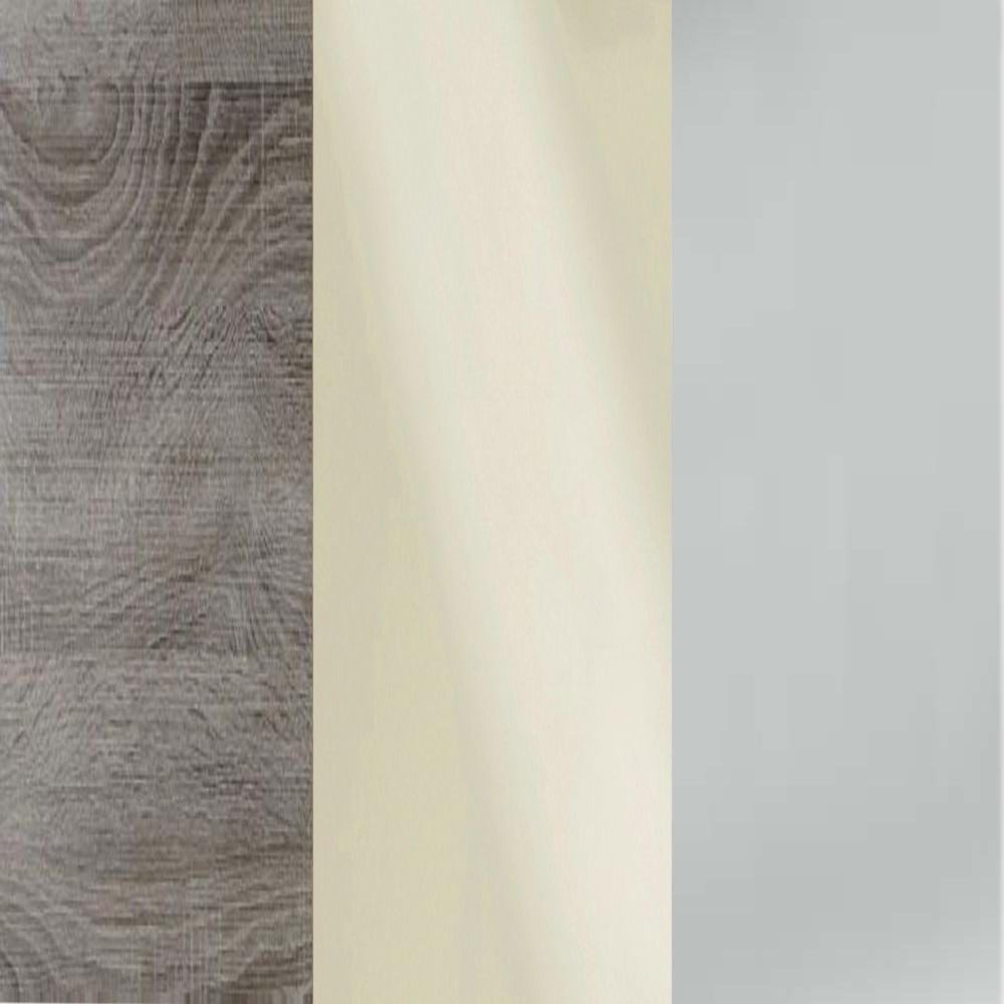 Dark Rustic Carcase and Magnolia Glass Front with Chrome Handle 314