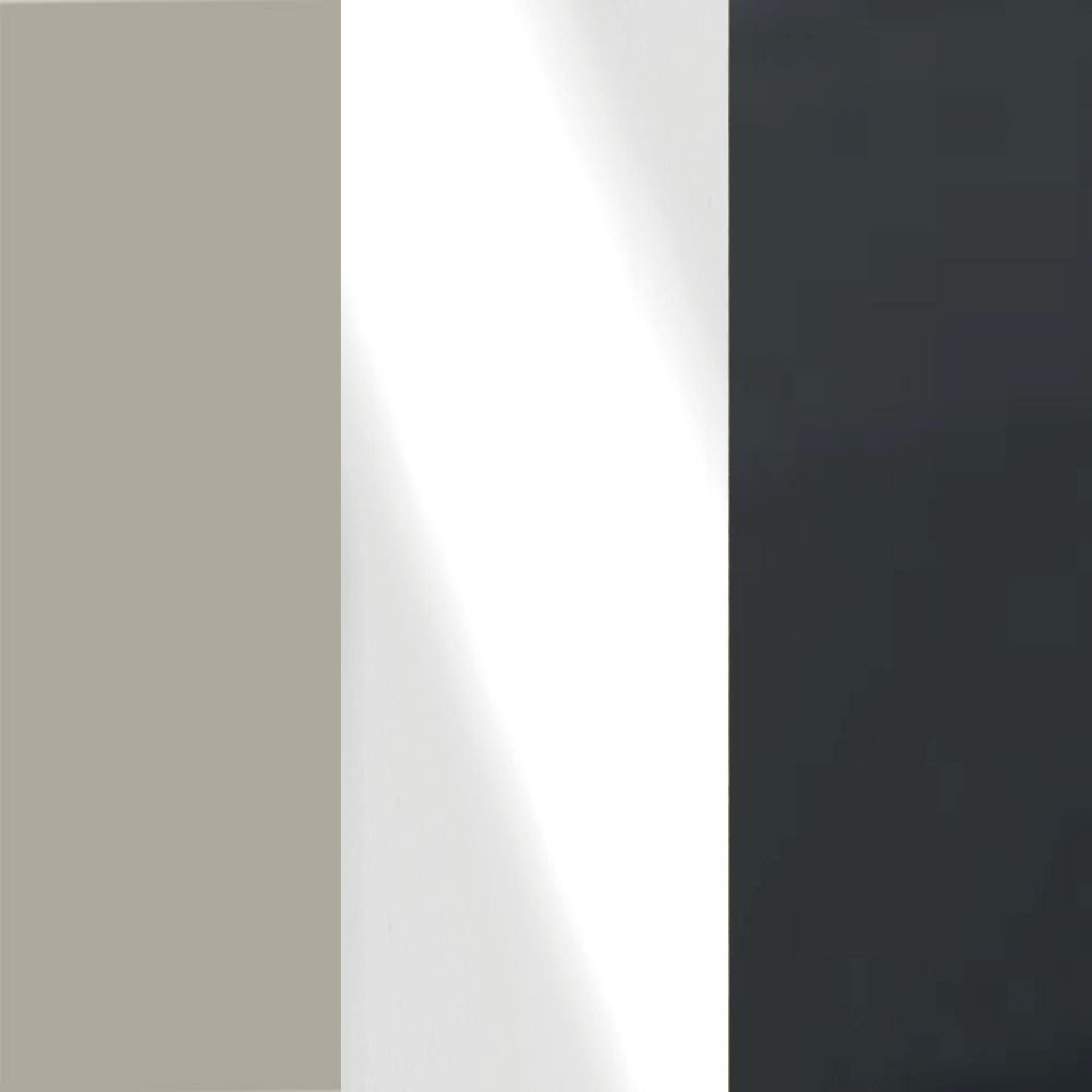 Pebble Grey Carcase and White Glass Front with Slate Handle A96