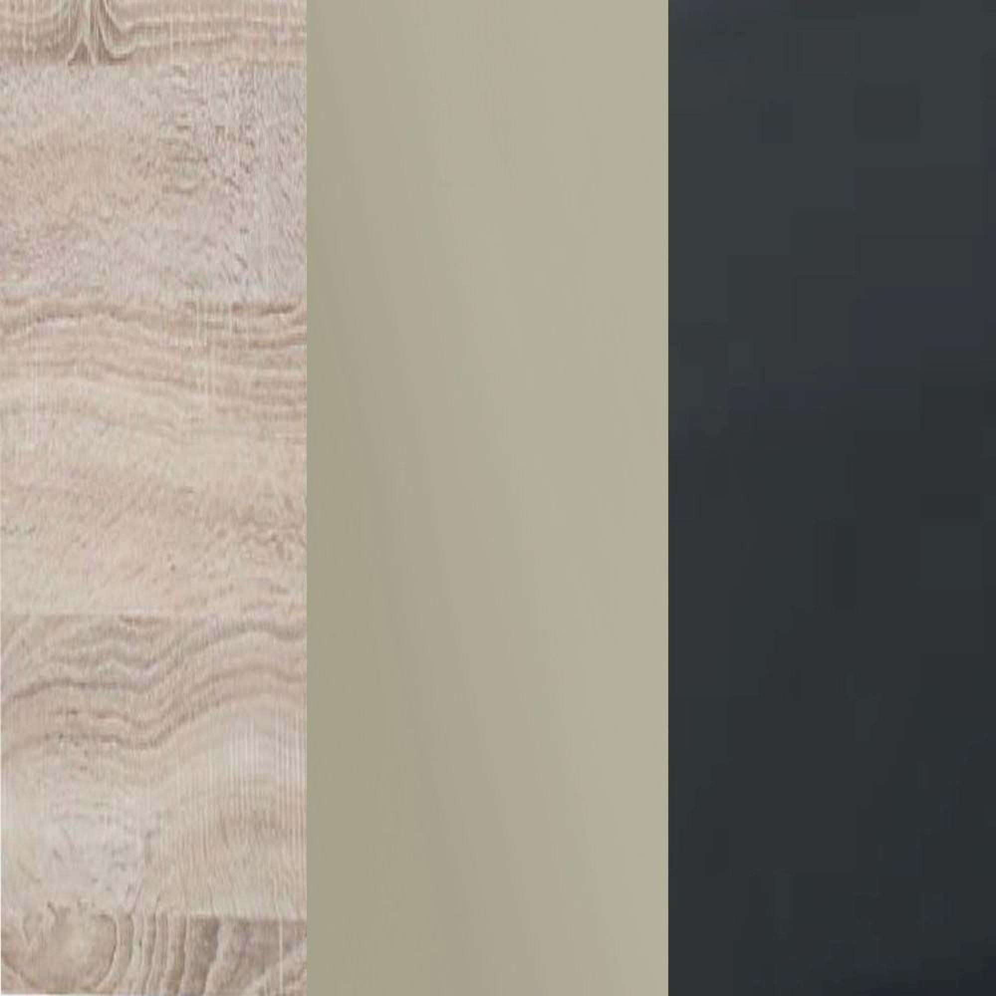 Rustic Oak Carcase and Pebble Grey Glass Front with Slate Handle A93