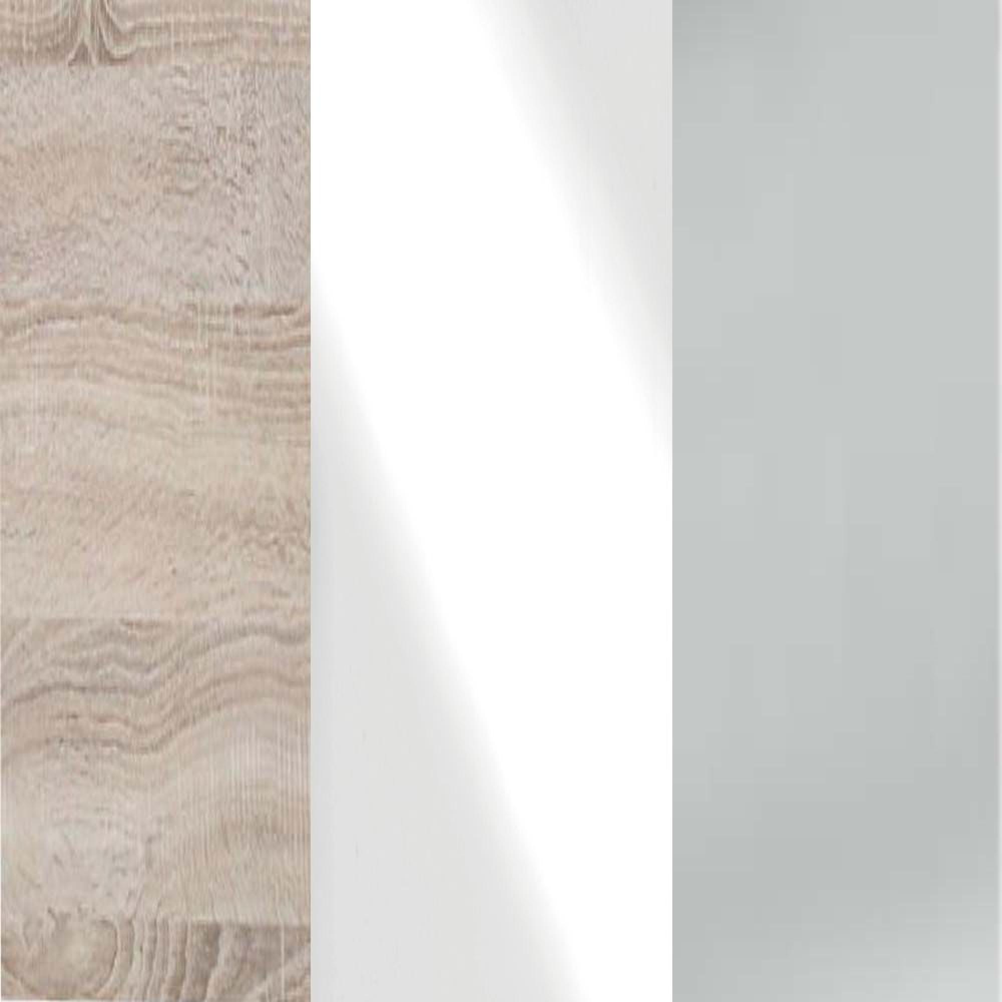 Rustic Oak Carcase and White Glass Front with Chrome Handle 313