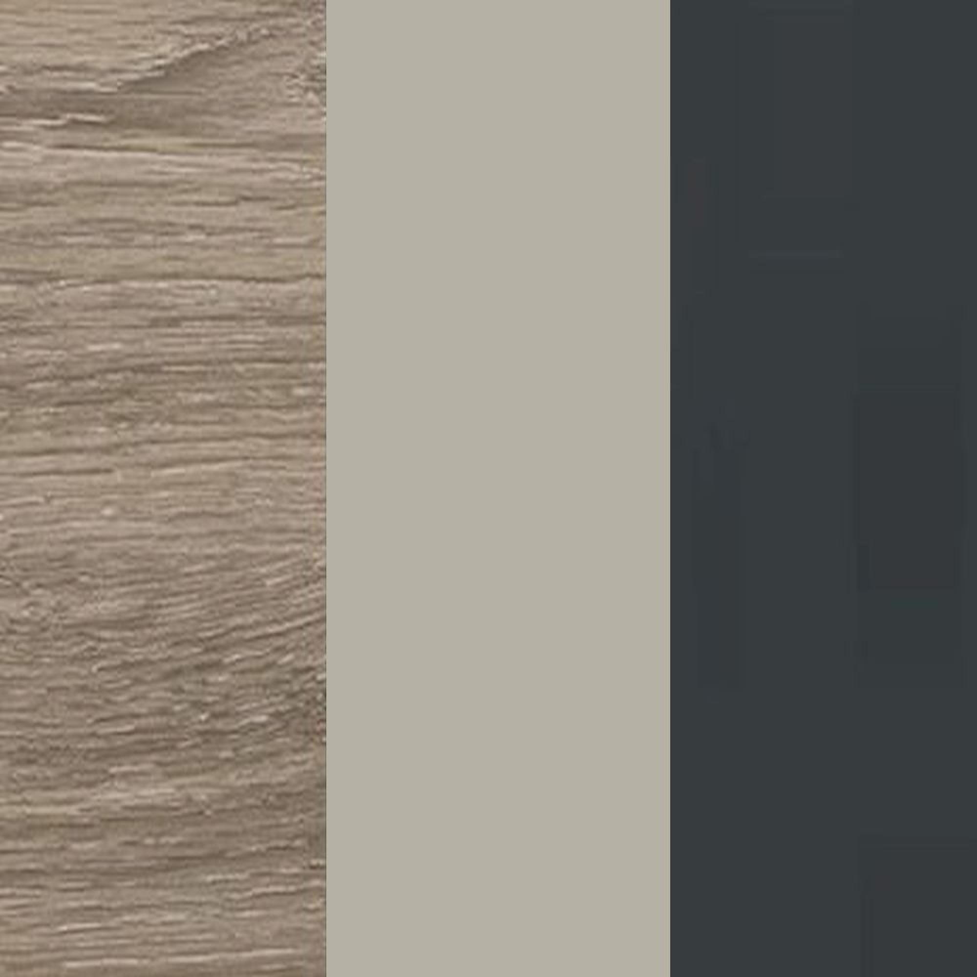 Nordic Oak Carcase and Pebble Grey Glass Top Drawer with Slate Handle A57-609