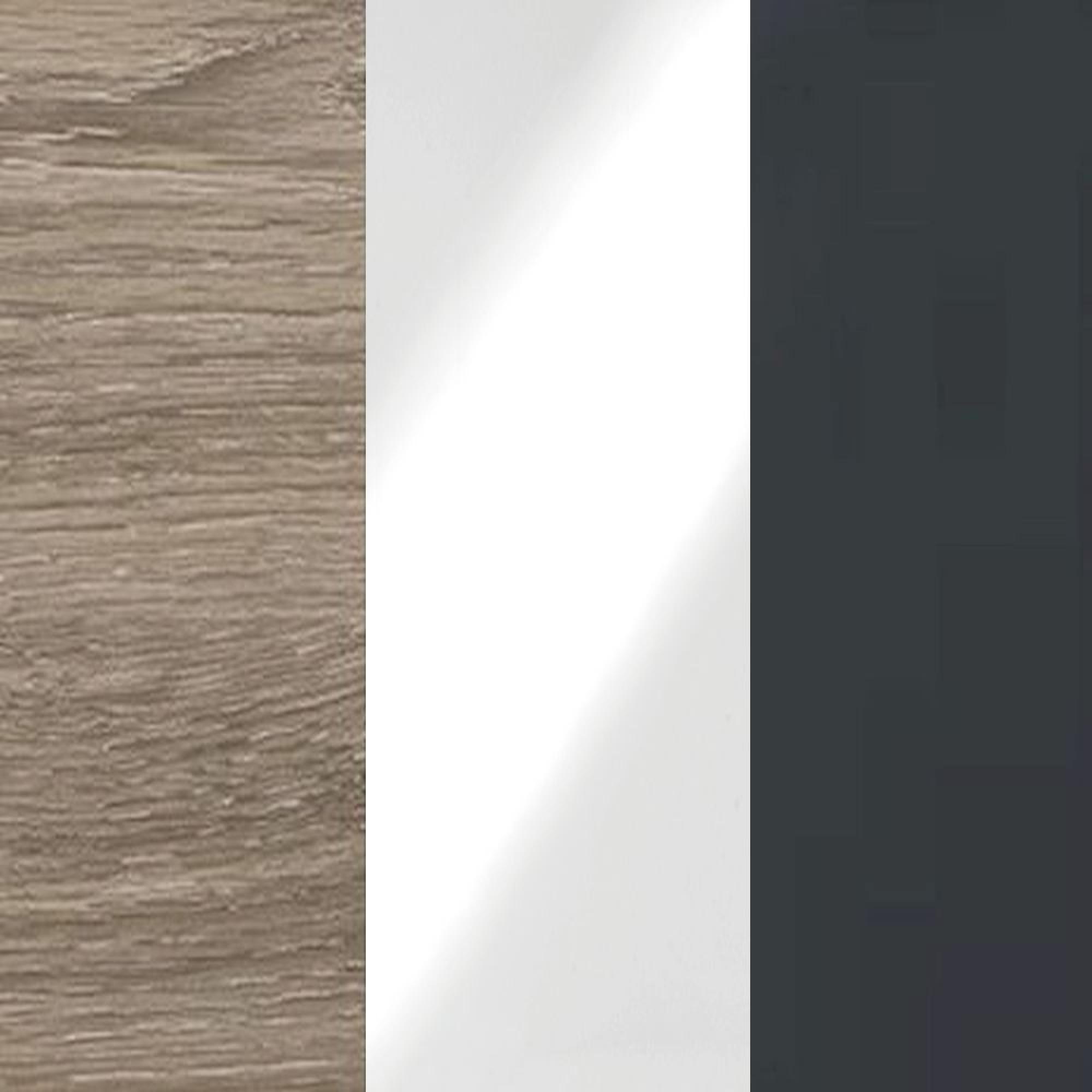 Nordic Oak Carcase and White Glass Front with Slate Handle A57