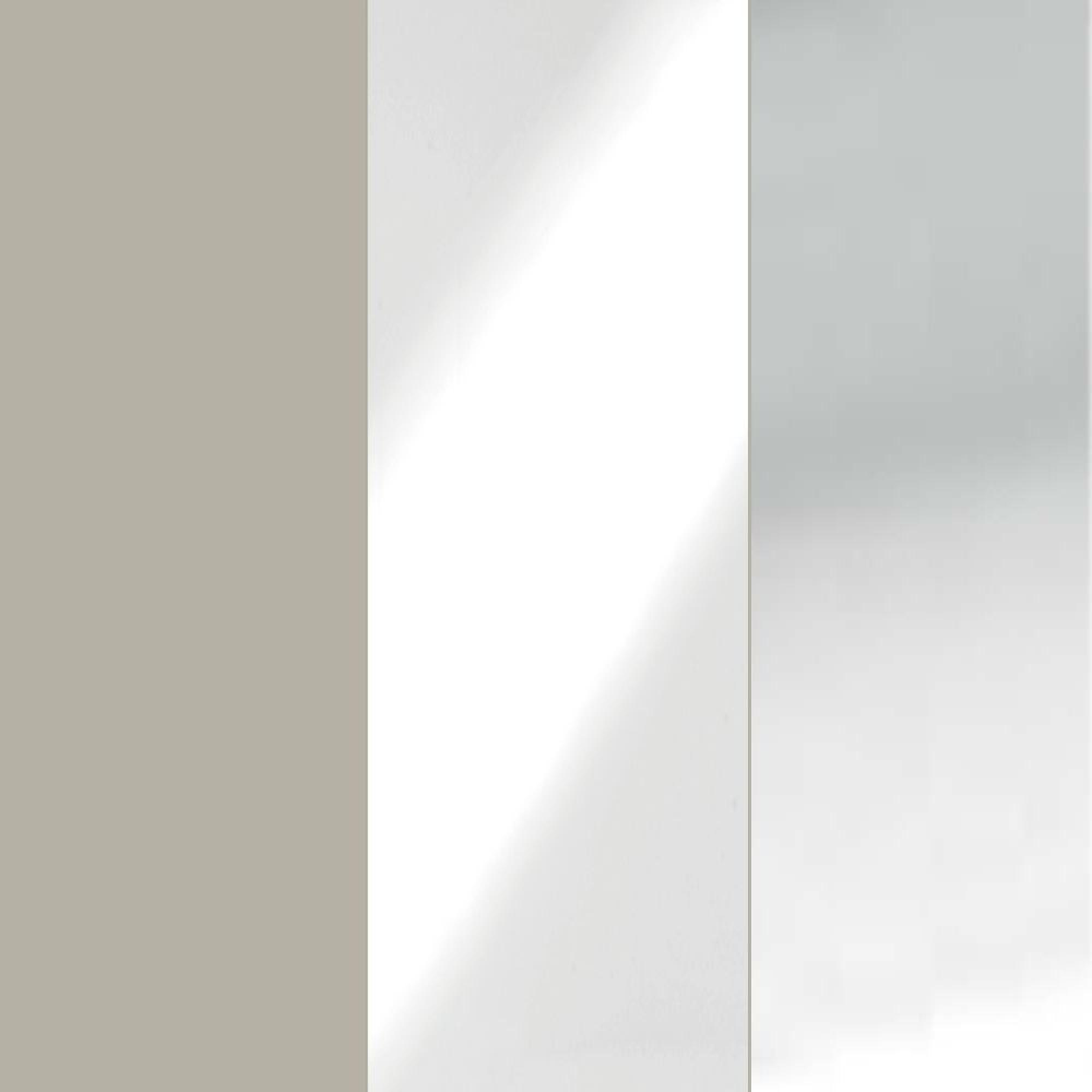 Pebble Grey Carcase and White Glass Front with Silver Handle 448