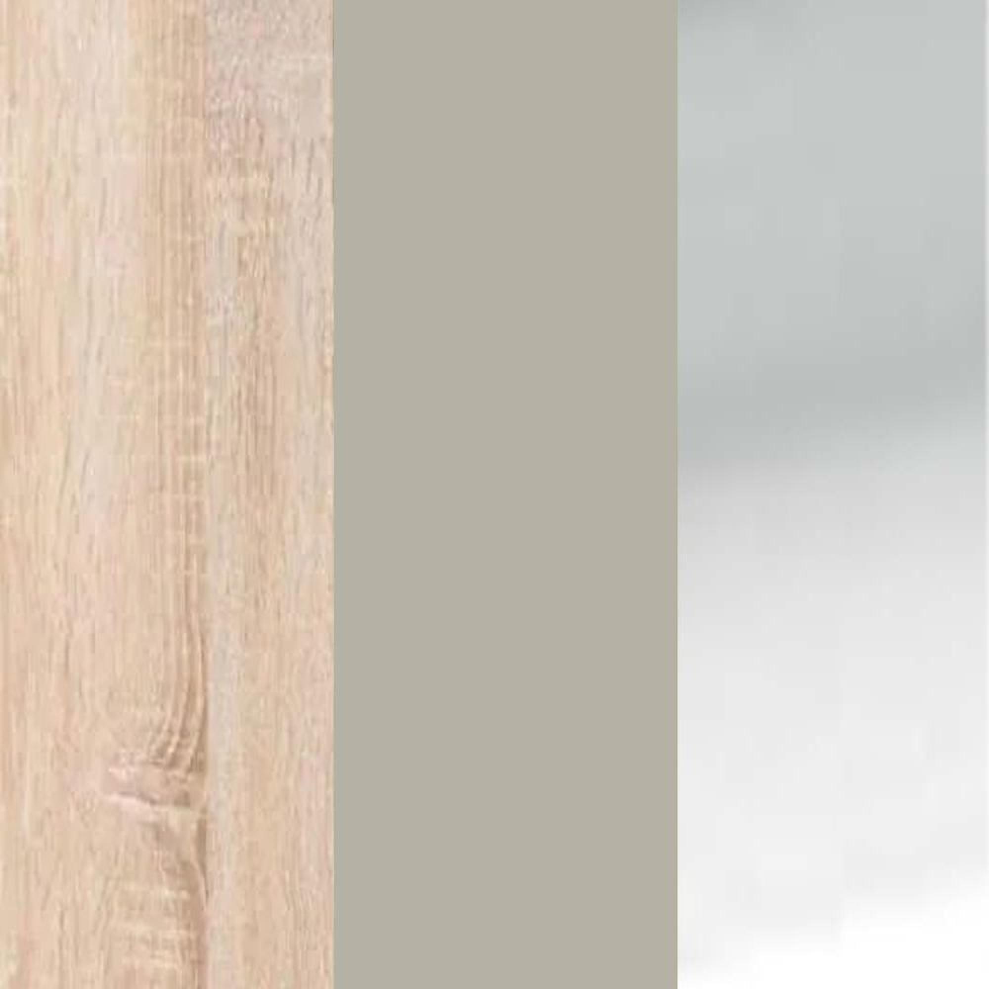 Rustic Oak Carcase and Pebble Grey Glass Top Drawer with Silver Handle 443-448