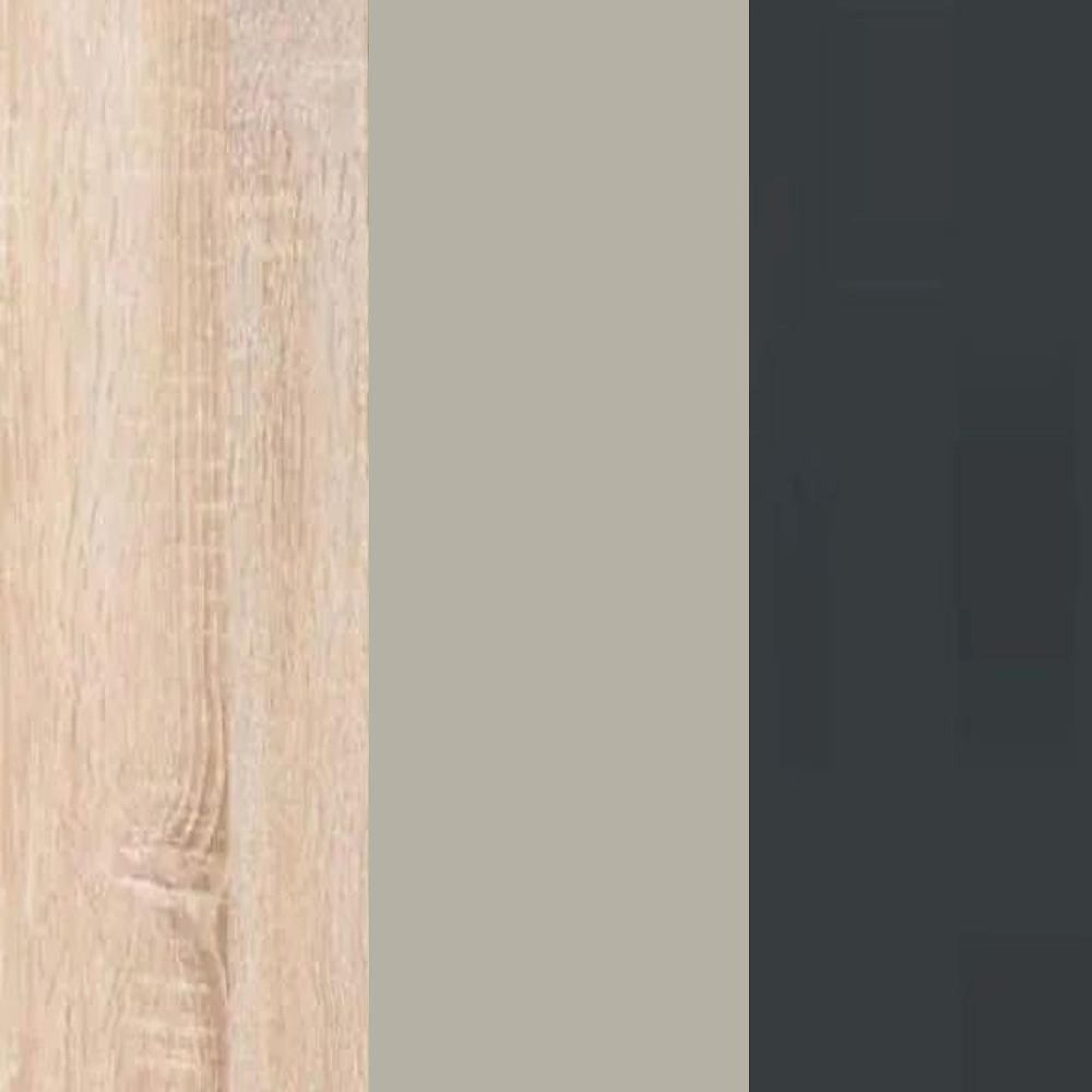 Rustic Oak Carcase and Pebble Grey Glass Top Drawer with Slate Handle 605-609