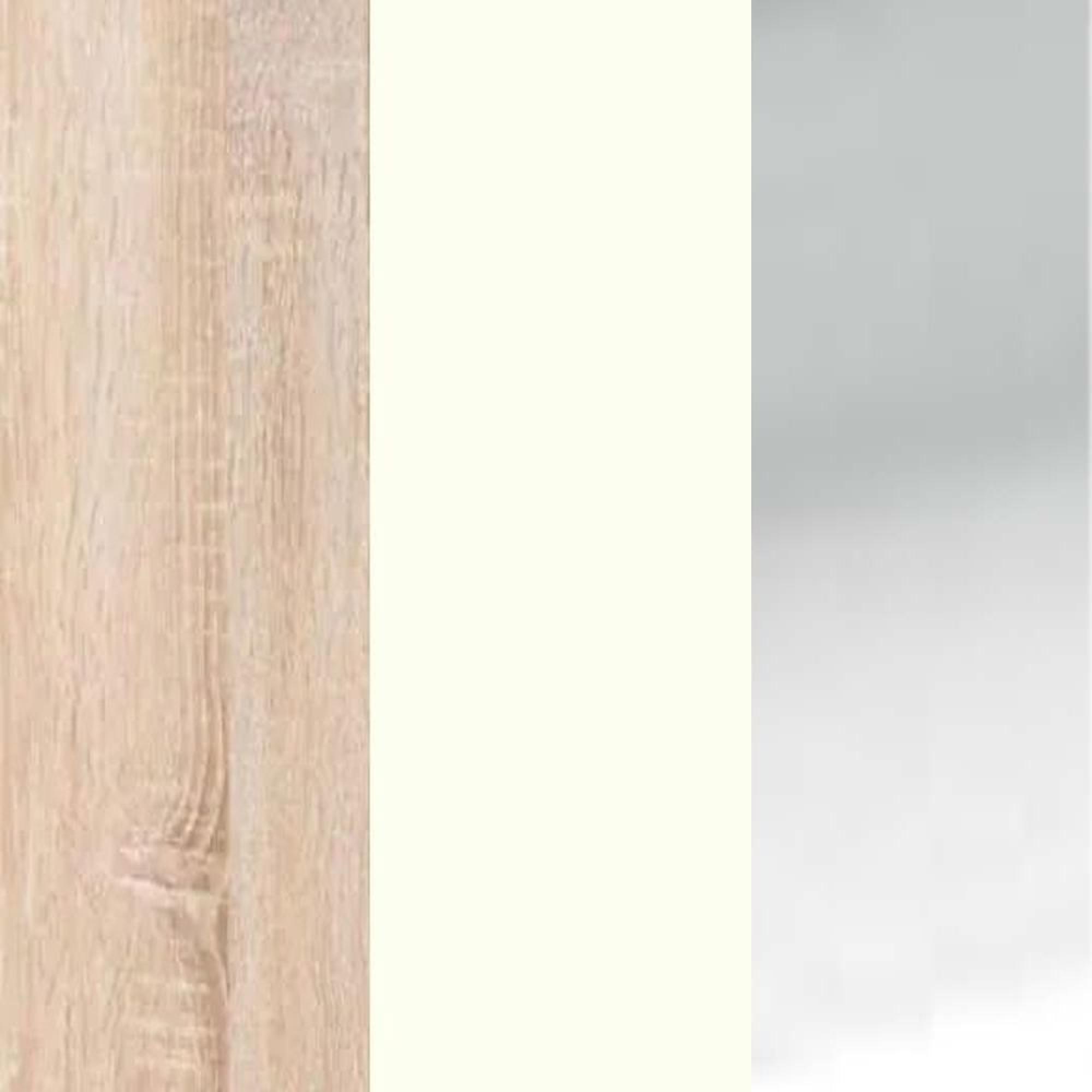 Rustic Oak Carcase and White Glass Top Drawer with Silver Handle 443-442