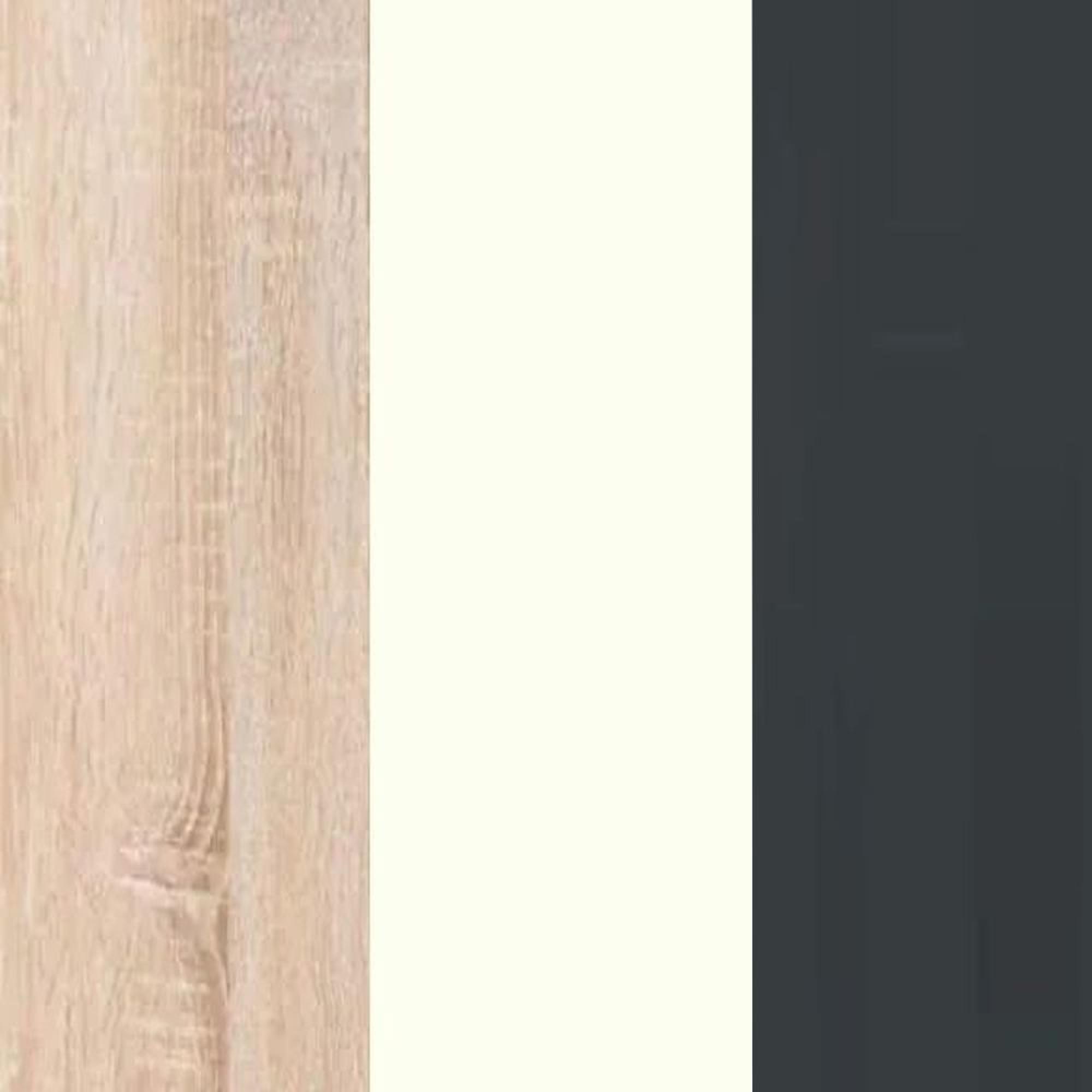 Rustic Oak Carcase and White Glass Top Drawer with Slate Handle 605-600