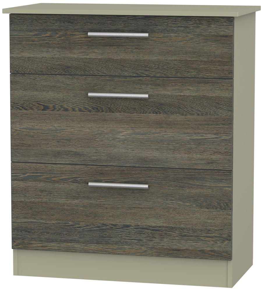 Contrast 3 Drawer Deep Chest - Panga and Mushroom