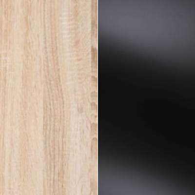 Rustic Oak Carcase and Black Glass Front with Chrome Handles Ledges and Trims 327