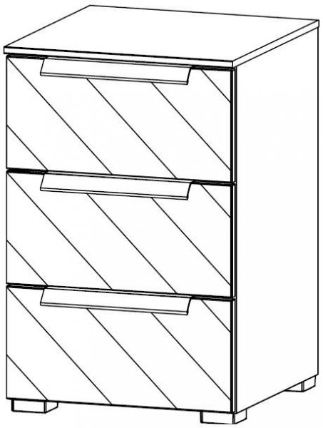 6S17 : 3 Drawer Bedside Cabinet - Mirror Front