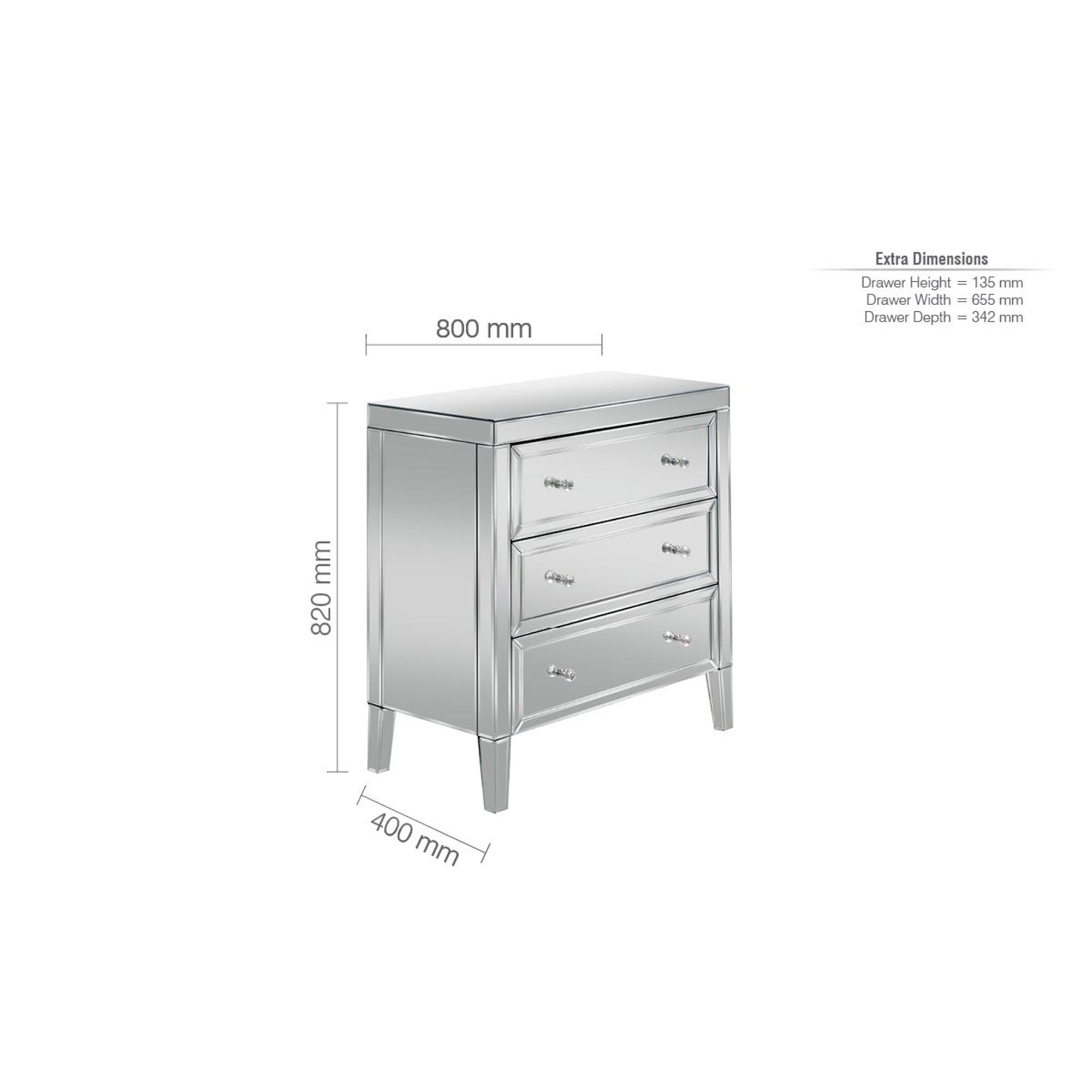 Valencia Small Chest - 3 Drawer - Mirrored