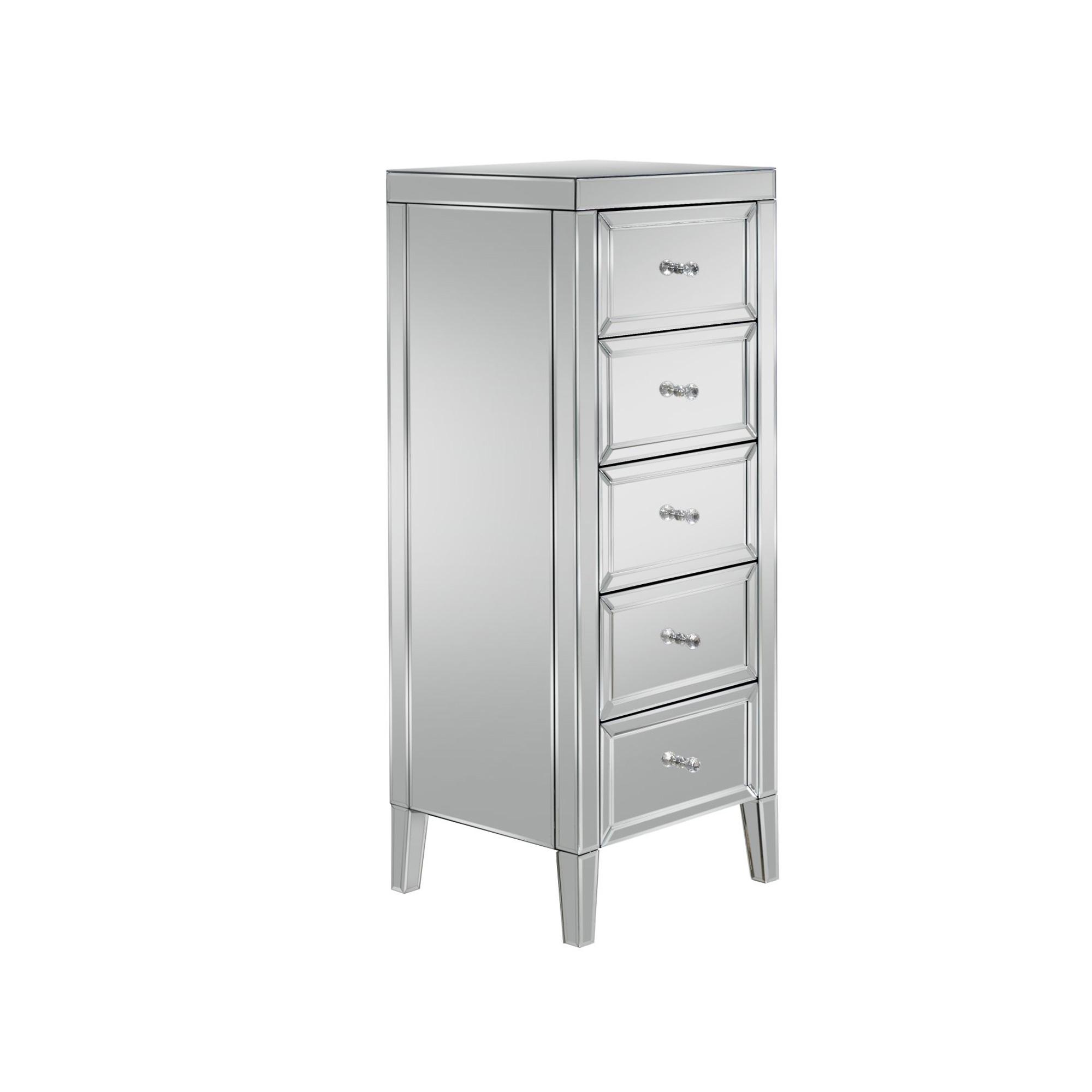 Valencia Narrow Chest - 5 Drawer - Mirrored