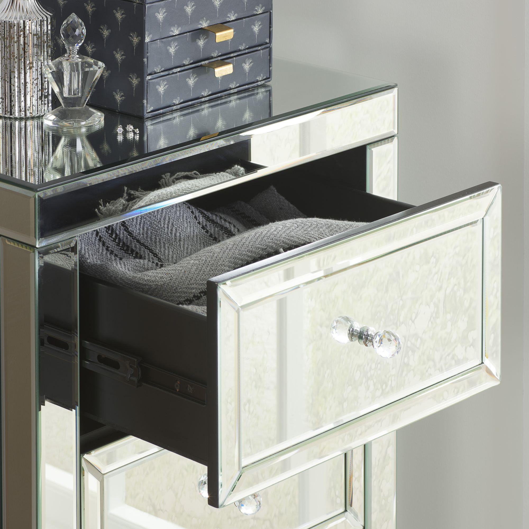Valencia Narrow Chest - 5 Drawer - Mirrored