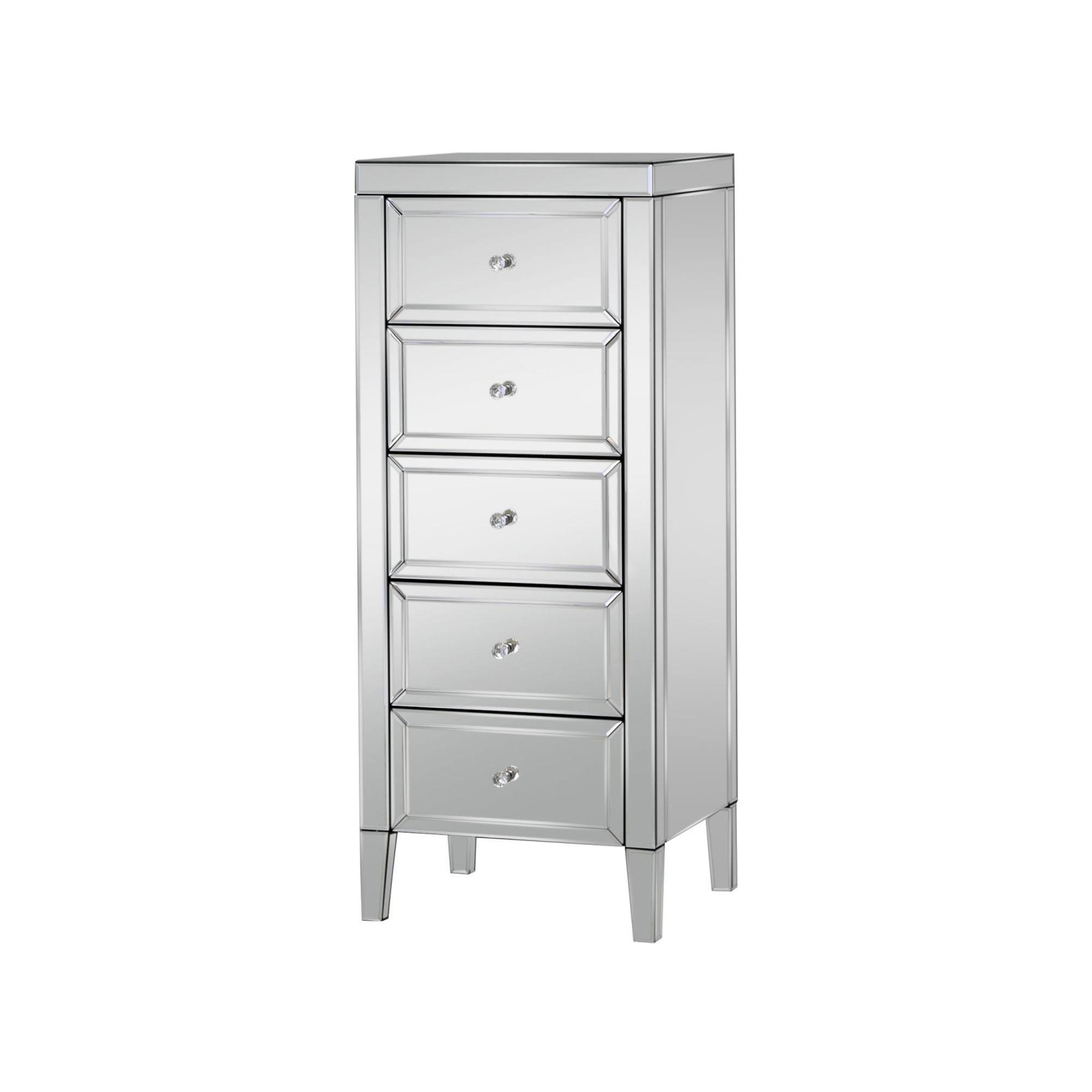 Valencia Narrow Chest - 5 Drawer - Mirrored