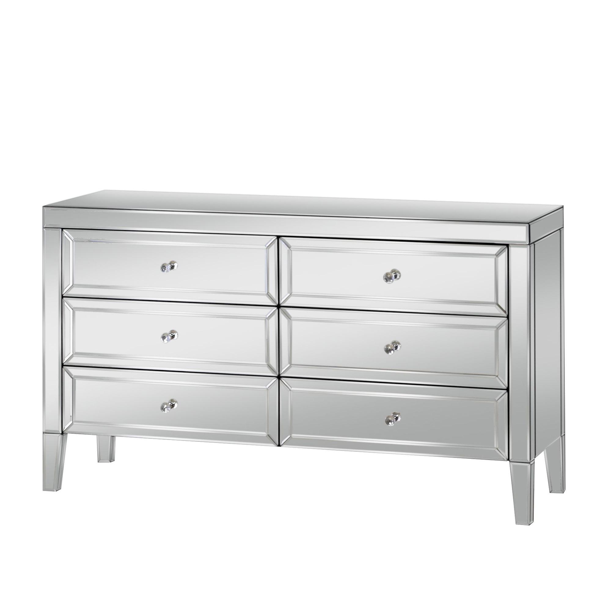 Valencia Wide Chest - 6 Drawer - Mirrored