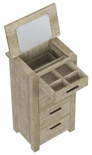 Washed Grey Reclaimed Pine 5 Drawer Tall Chest