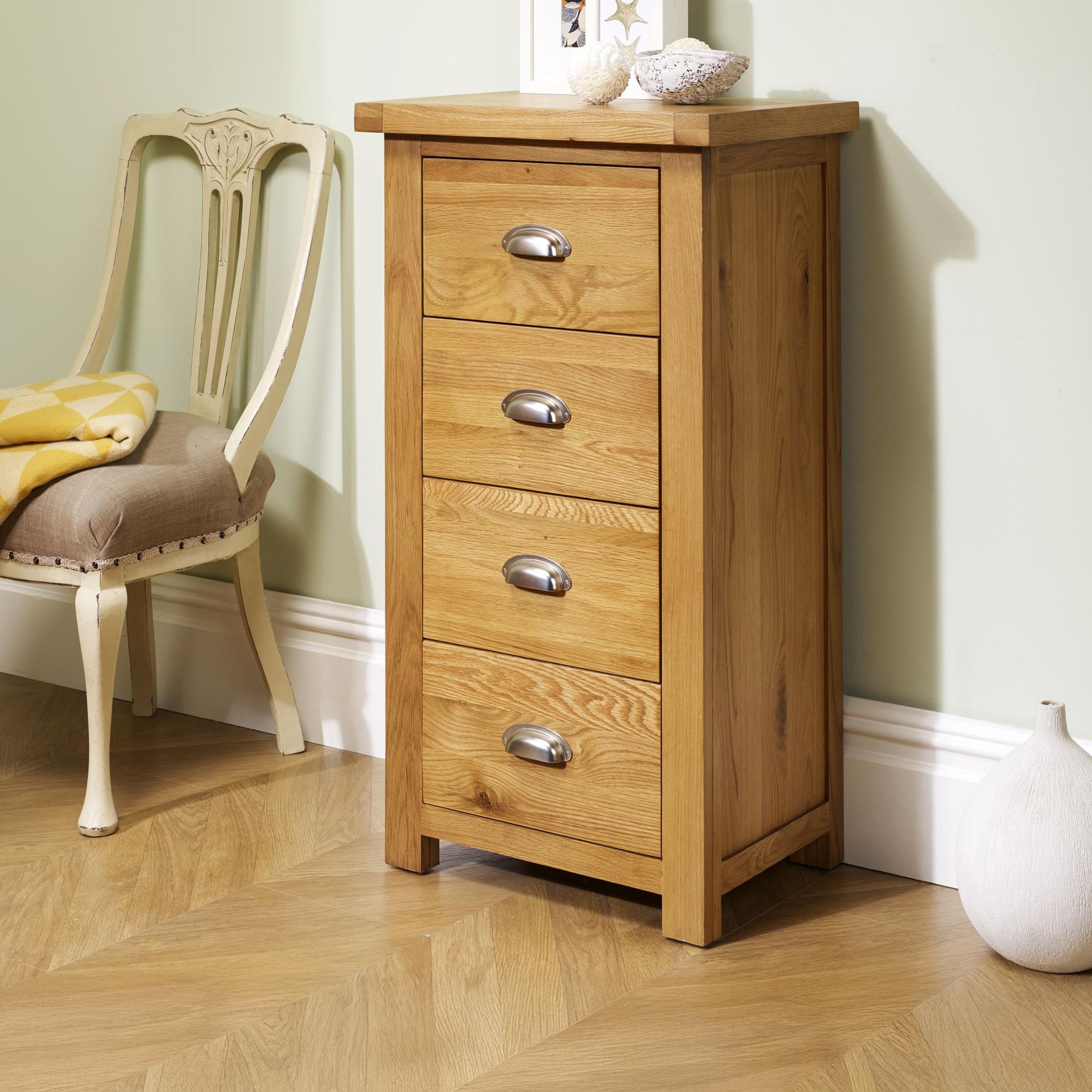 Woburn Narrow Chest - 4 Drawer - Rustic Oak