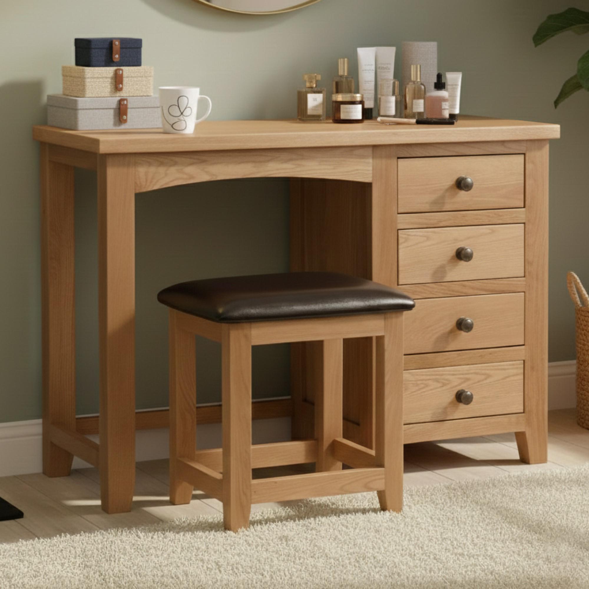 Marlborough Dressing Table - 4 Drawer - Single - Oak