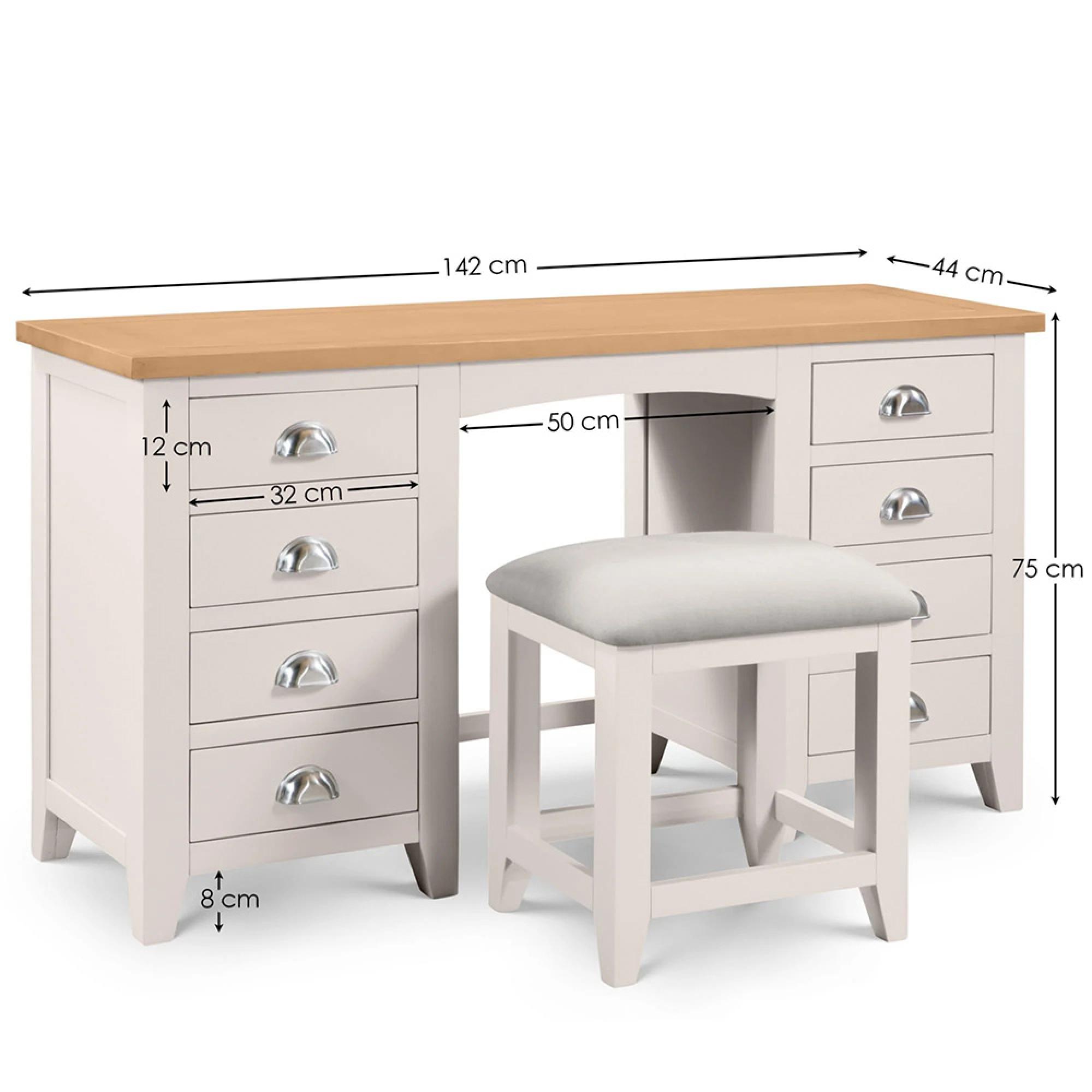 Richmond Dressing Table - 8 Drawer - Double - Grey