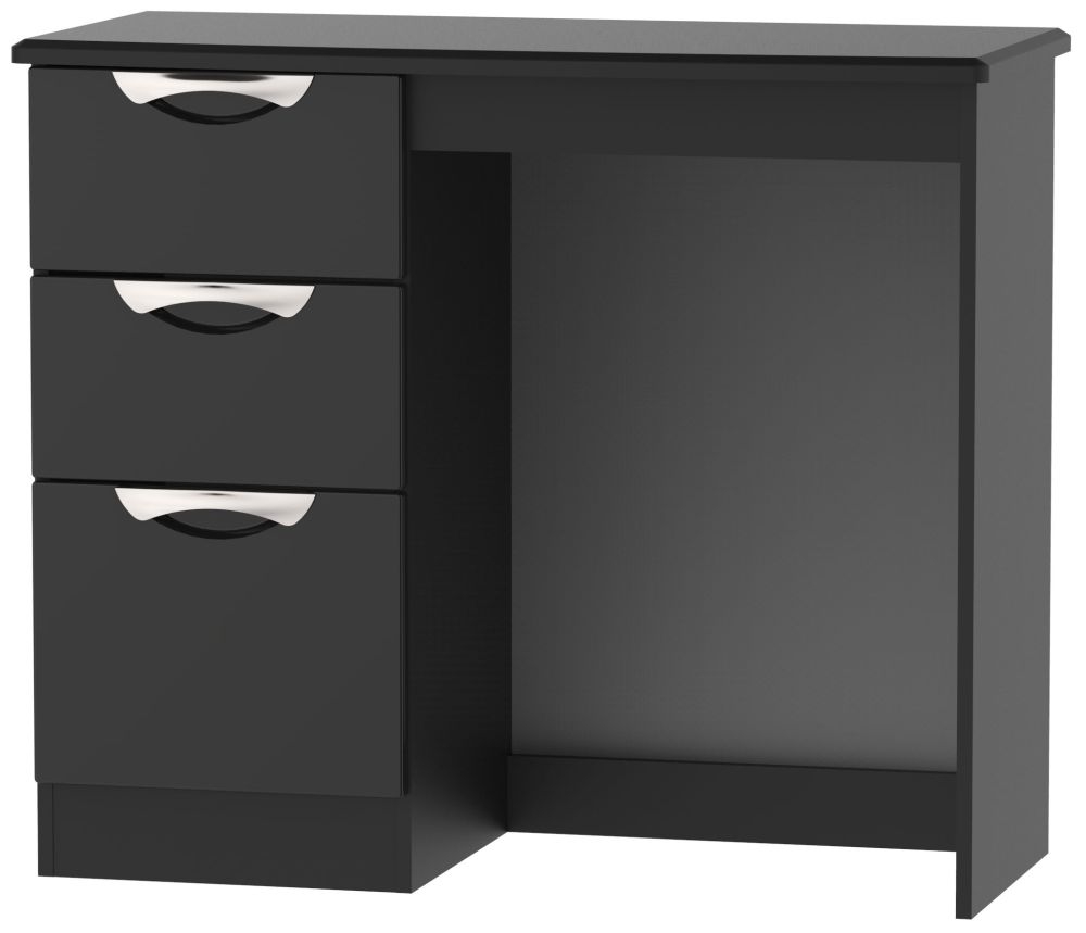 Camden Black Gloss 3 Drawer Single Dressing Table