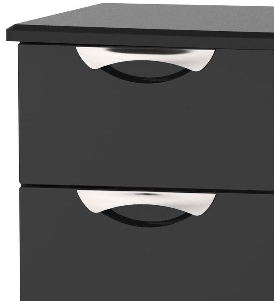 Camden Dressing Table - 6 Drawer - Double - Black Gloss
