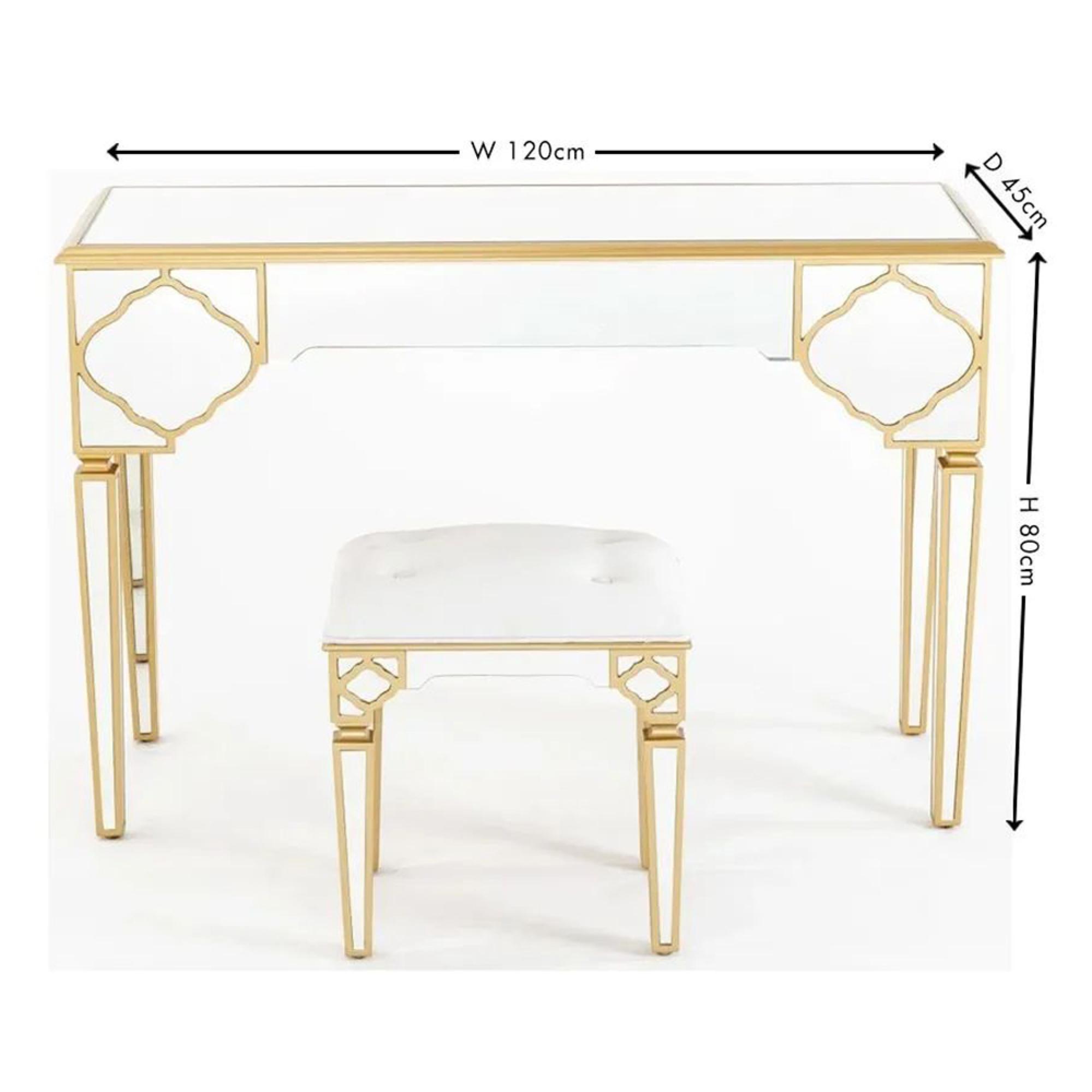 Casablanca Dressing Table - Mirrored - Gold Trim