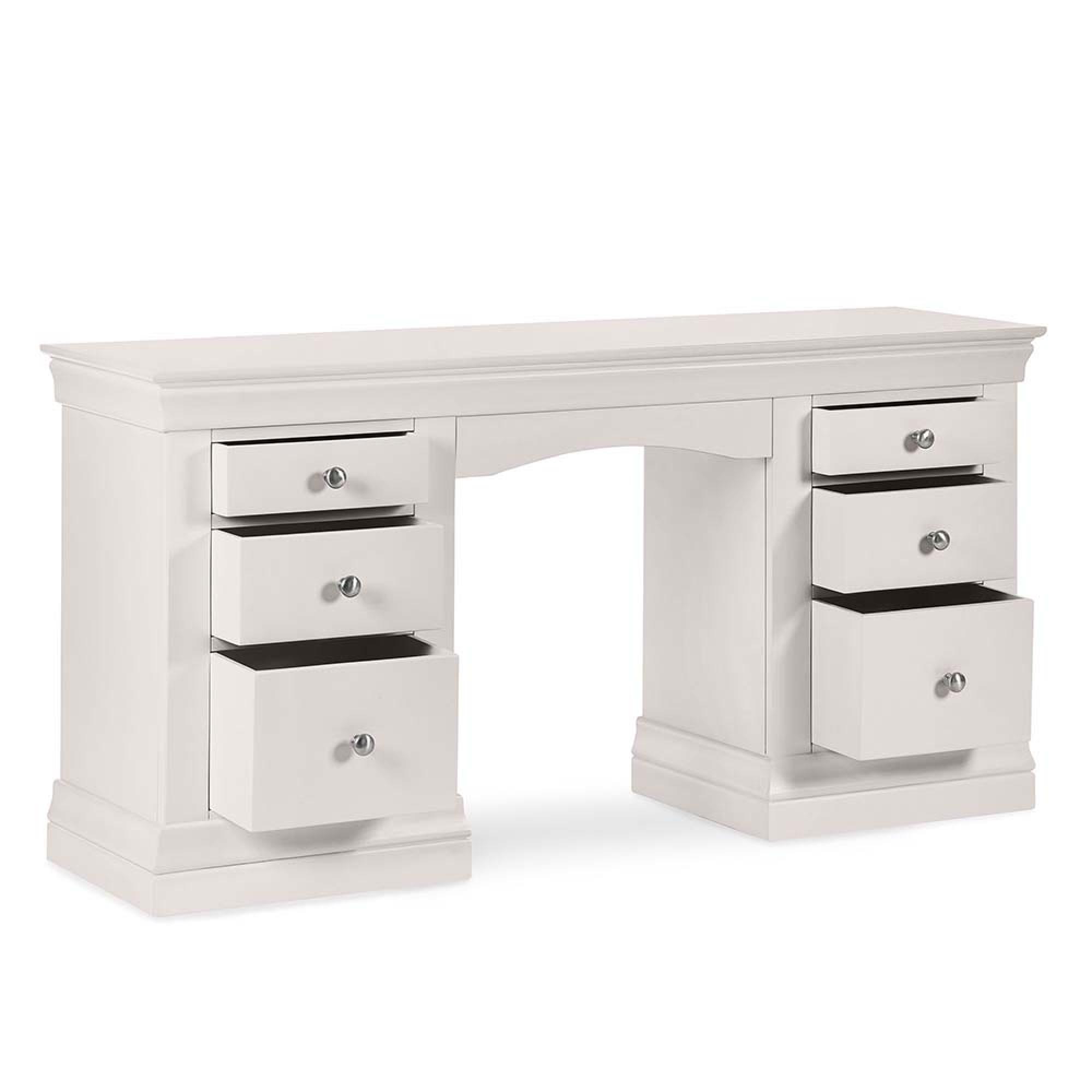 Clermont Double Dressing Table - 6 Drawer - Soft Grey