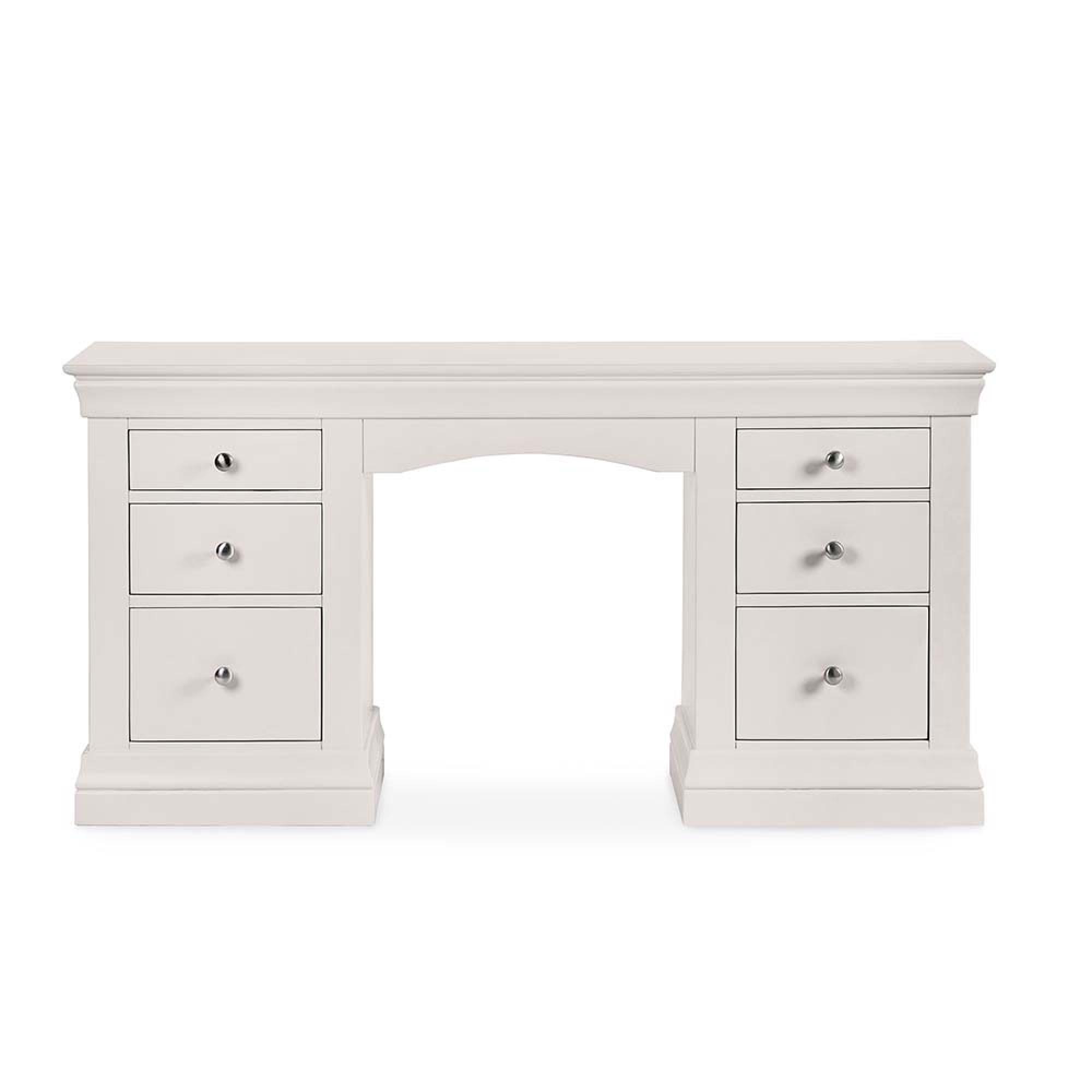 Clermont Double Dressing Table - 6 Drawer - Soft Grey