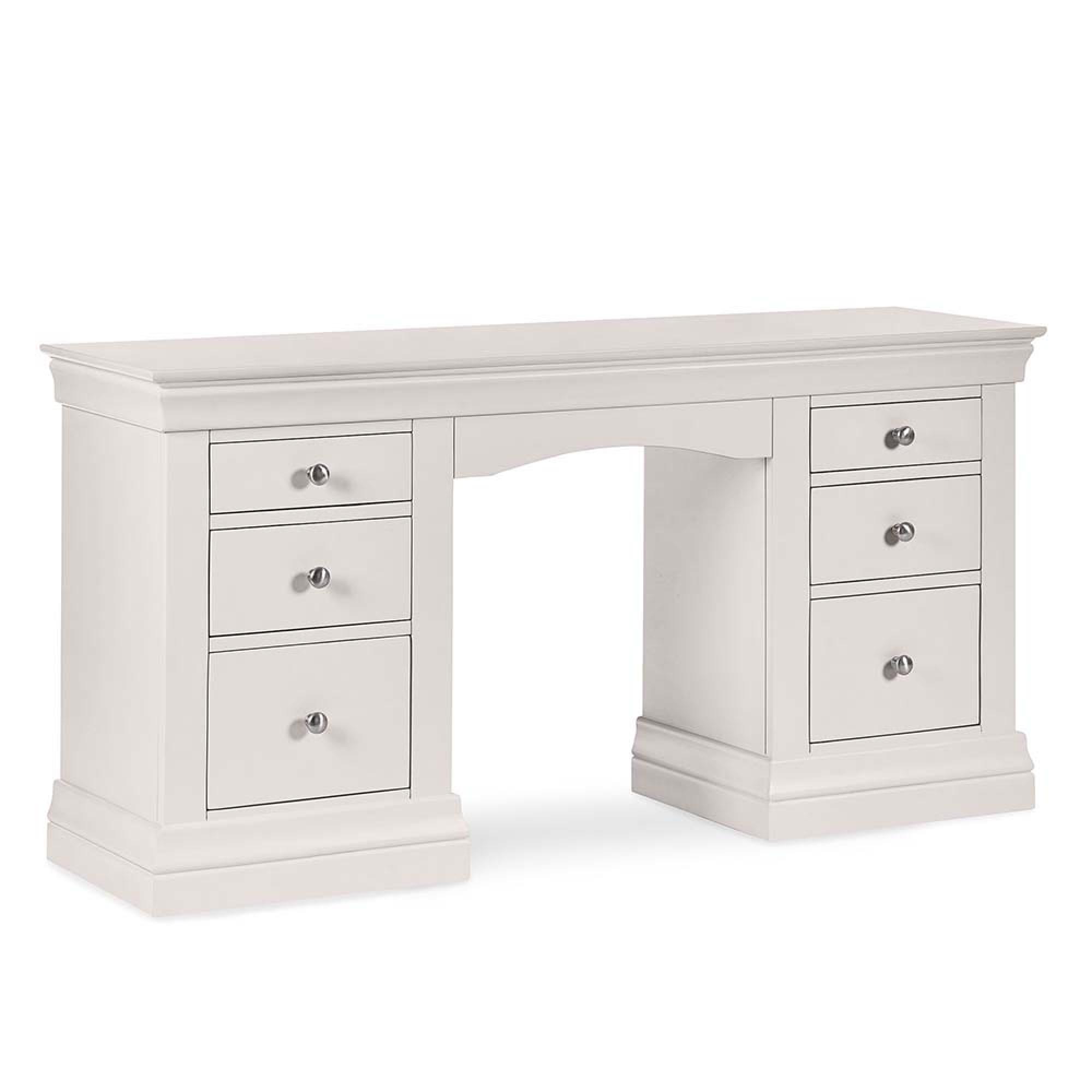 Clermont Double Dressing Table - 6 Drawer - Soft Grey
