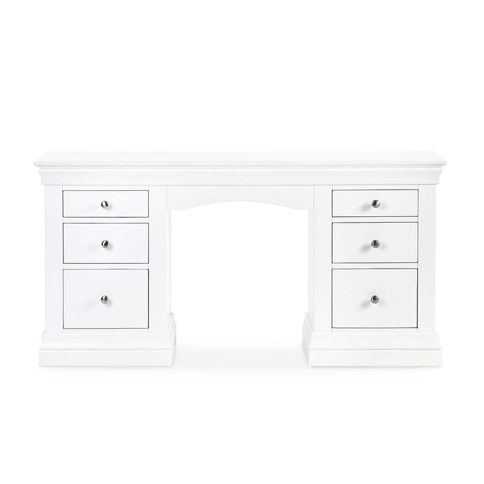 Clermont Double Dressing Table - 6 Drawer - White