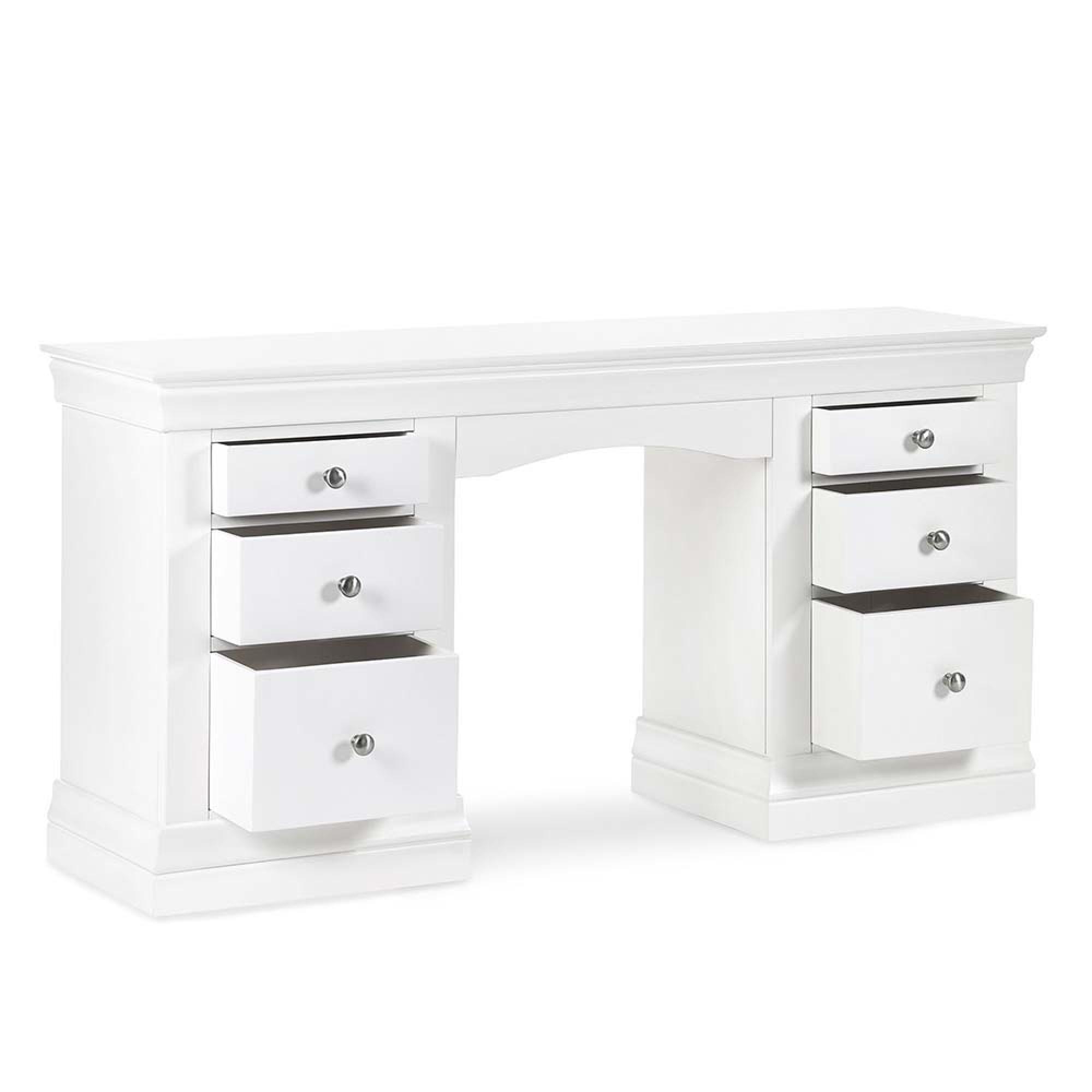 Clermont Double Dressing Table - 6 Drawer - White
